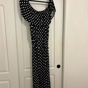 Lane Bryant Off Shoulder Black and White Polka Dot Dress